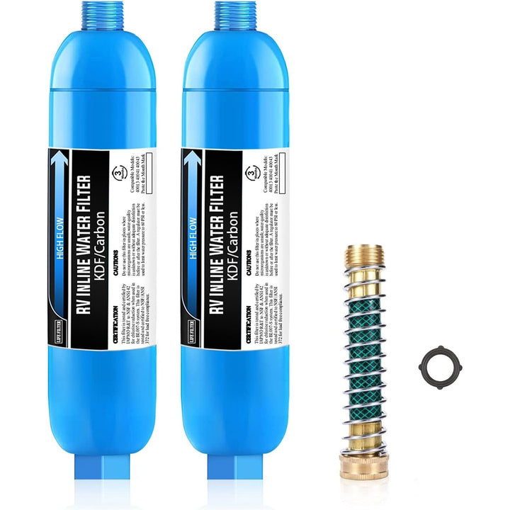 2-Pack RV Inline Water Filters with 1 Flexible Hose Protector - Just Closeouts Canada Inc.