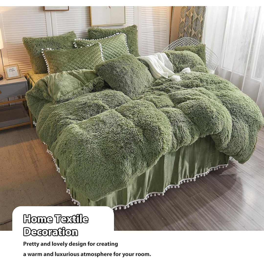 2 Pack Shaggy Plush Faux Fur Pillow Shams Velvet Reverse, Decorative Throw Pillow Covers, Fluffy Pillowcases Zipper Closure for Couch,Sofa,Bed King(Sage Green,20"x26") - Just Closeouts Canada Inc.