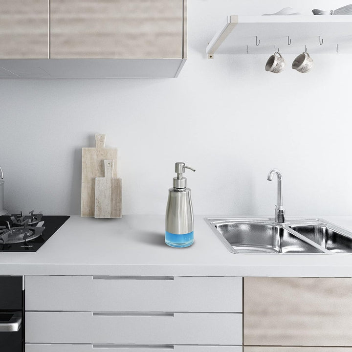 2 Pack Soap Dispenser Stainless Steel Case Glass Liner Hand Pump Dispenser, Refillable Liquid Hand Soap Dispenser for Bathroom & Kitchen - Brushed Nickel - Just Closeouts Canada Inc.X0038P73AF