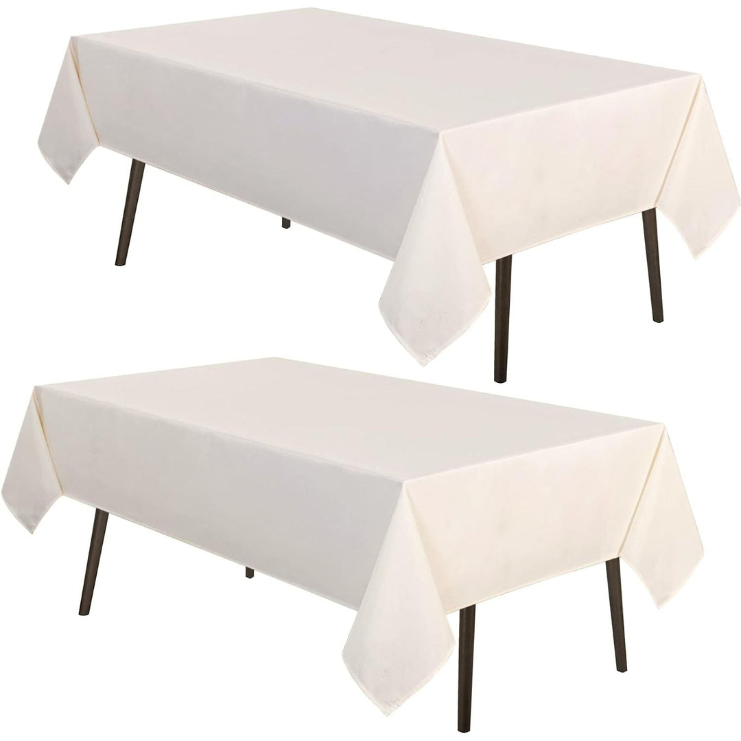2 Pack Table Cloths Rectangular Table Cloth Machine Washable Polyester Table Cover for Dining Buffet Parties Picnic Events Weddings, 60x102 Inch, Beige - Just Closeouts Canada Inc.