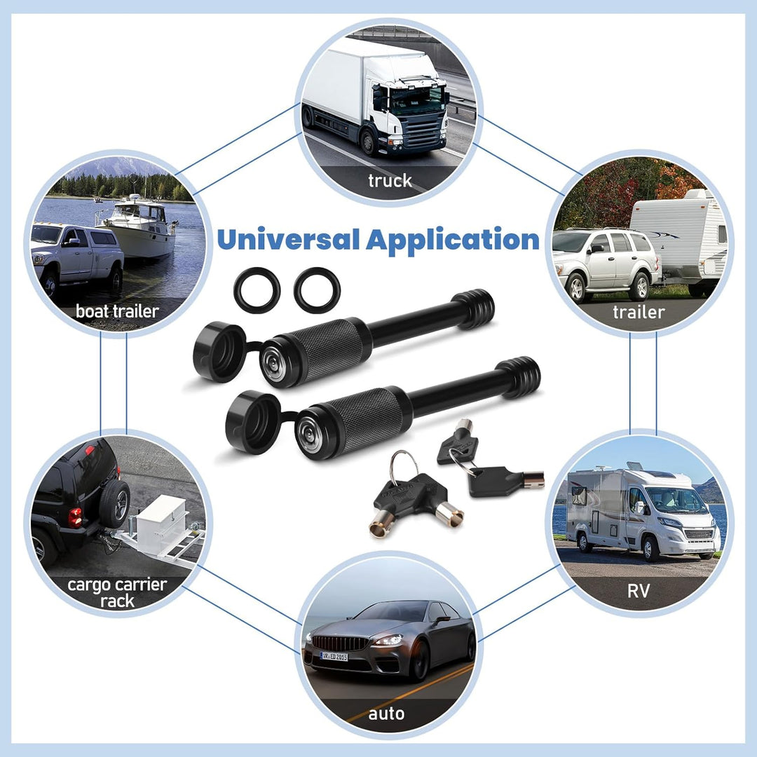 2 Pack Trailer Hitch Lock, Hitch Pin Lock with 5/8 Inch Diameter Anti - Theft Hitch Locking Pin for 2 Inch & 2 - 1/2 Inch Receiver, Black. - Just Closeouts Canada Inc.