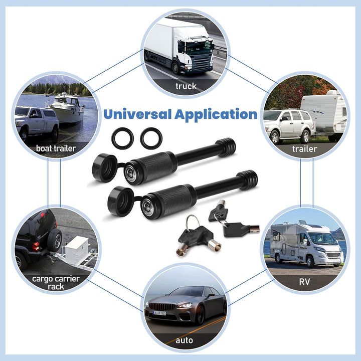 2 Pack Trailer Hitch Lock, Hitch Pin Lock with 5/8 Inch Diameter Anti - Theft Hitch Locking Pin for 2 Inch & 2 - 1/2 Inch Receiver, Black. - Just Closeouts Canada Inc.