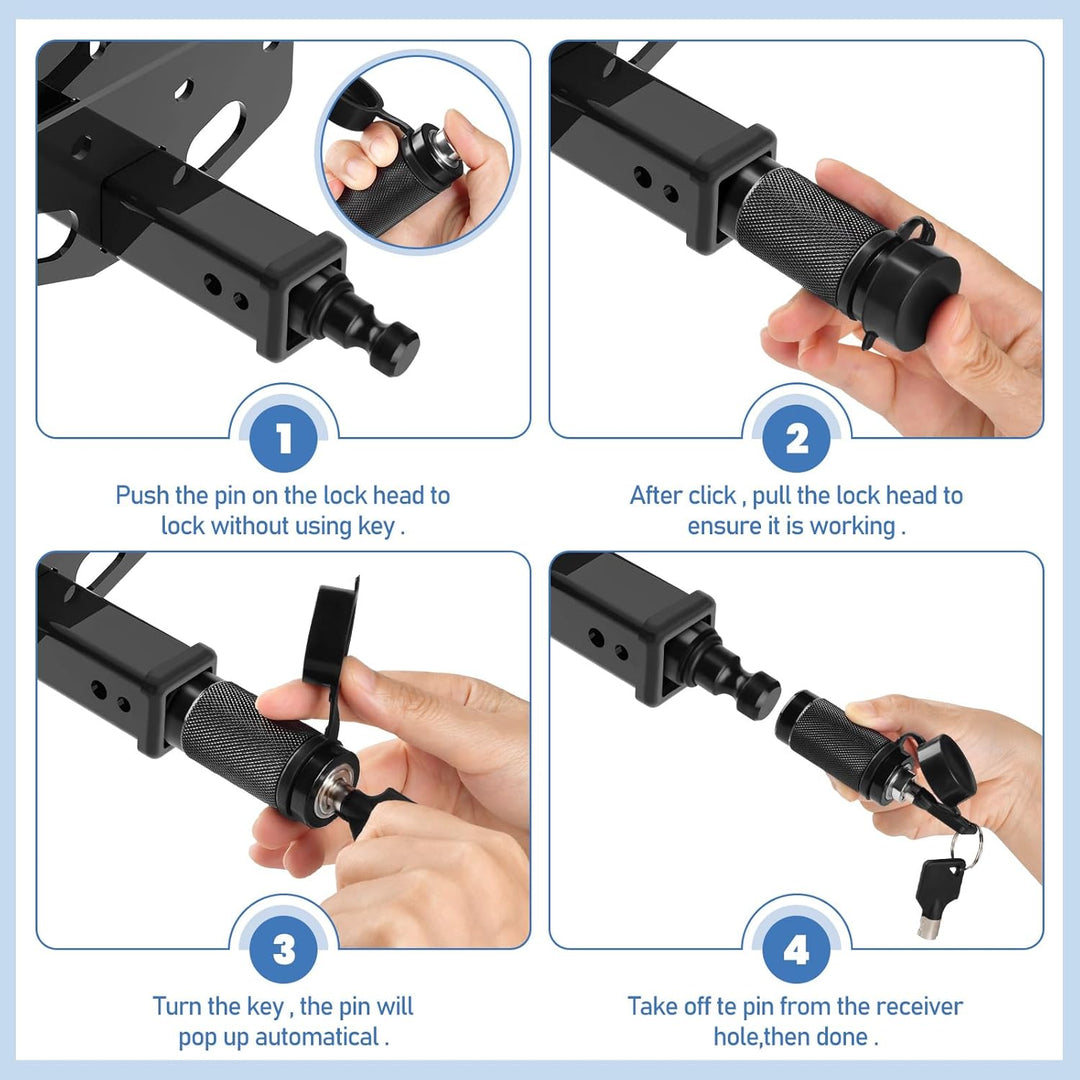 2 Pack Trailer Hitch Lock, Hitch Pin Lock with 5/8 Inch Diameter Anti - Theft Hitch Locking Pin for 2 Inch & 2 - 1/2 Inch Receiver, Black. - Just Closeouts Canada Inc.