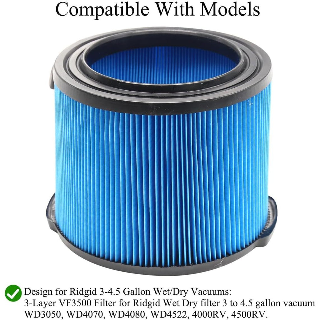 2 Pack VF3500 Replacement Filter for Ridgid Wet Dry Vac filters 3-4.5 Gallon Vacuums & 2 Pack VF3501 Filter Bags for Ridgid 3-4.5 Gallon Wet Dry Vacuums - Just Closeouts Canada Inc.X0044CTTQ7