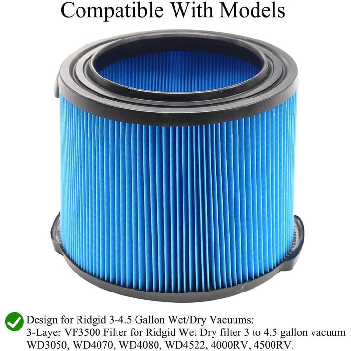 2 Pack VF3500 Replacement Filter for Ridgid Wet Dry Vac filters 3-4.5 Gallon Vacuums & 2 Pack VF3501 Filter Bags for Ridgid 3-4.5 Gallon Wet Dry Vacuums - Just Closeouts Canada Inc.X0044CTTQ7