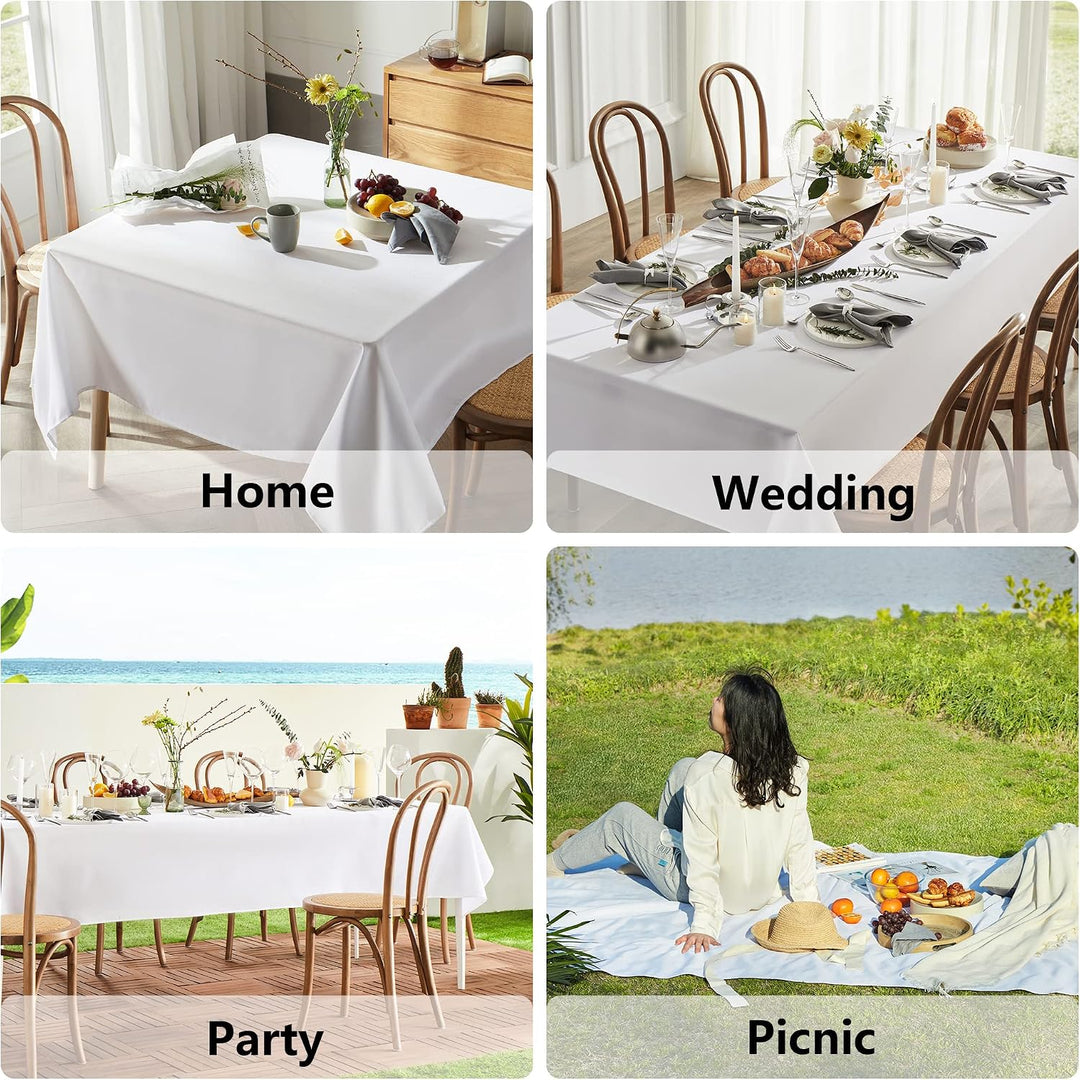 2 Pack White Table Cloths Rectangular Nappe de Table Rectangular Table Cloth Machine Washable Polyester Table Cover for Dining Buffet Parties Picnic Events Weddings, 90x132 Inch - Just Closeouts Canada Inc.