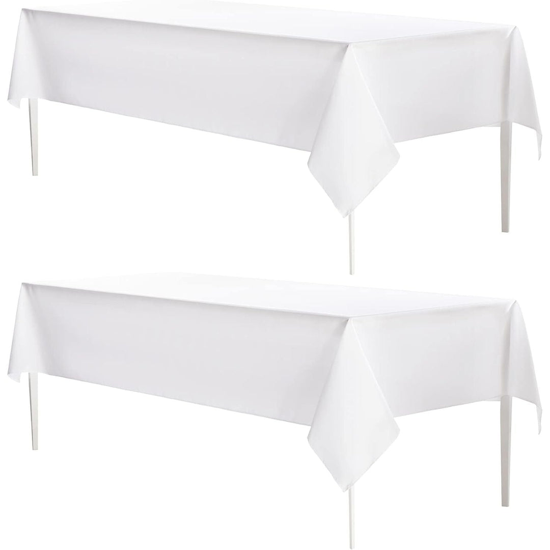 2 Pack White Table Cloths Rectangular Table Cloth Machine Washable Polyester Table Cover for Dining Buffet Parties Picnic Events Weddings, 90x156 Inch - Just Closeouts Canada Inc.