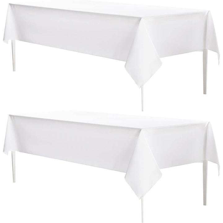 2 Pack White Table Cloths Rectangular Table Cloth Machine Washable Polyester Table Cover for Dining Buffet Parties Picnic Events Weddings, 90x156 Inch - Just Closeouts Canada Inc.