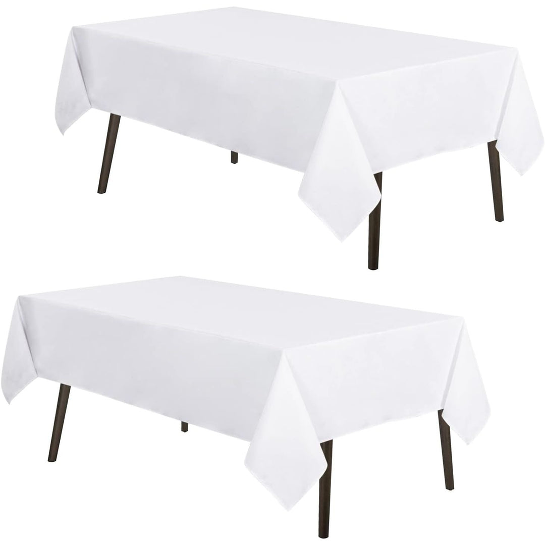 2 Pack White Table Cloths Rectangular Table Cloth Machine Washable Polyester Table Cover for Dining Buffet Parties Picnic Events Weddings, 90x156 Inch - Just Closeouts Canada Inc.