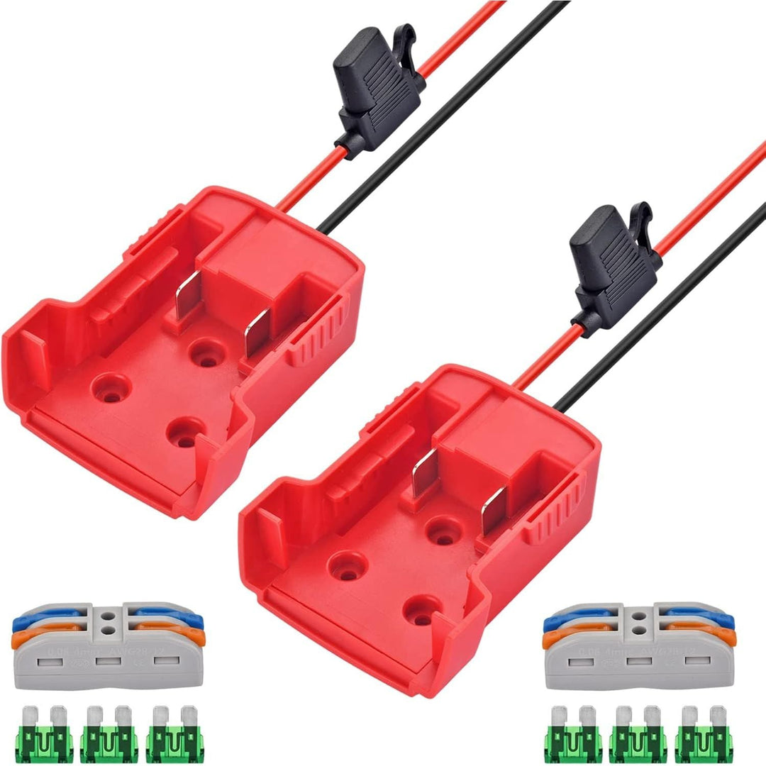 2 Packs Power Whee - l Adapter Compatible with Milwaukee Battery,Runbod 18V Adapter Power Whee - l Battery Converter Kit with Fuse Holder and 30Amp Fuses for DIY, RC Toys and Robotics, Red - Just Closeouts Canada Inc.
