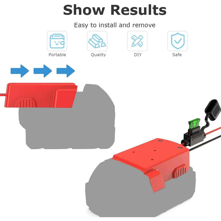2 Packs Power Whee - l Adapter Compatible with Milwaukee Battery,Runbod 18V Adapter Power Whee - l Battery Converter Kit with Fuse Holder and 30Amp Fuses for DIY, RC Toys and Robotics, Red - Just Closeouts Canada Inc.