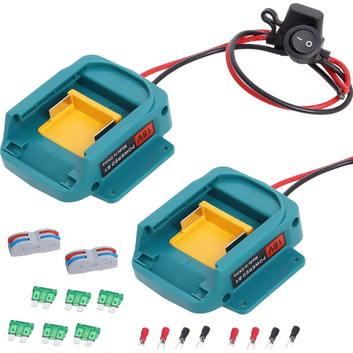 2 Pcs Battery Adapter Compatible with Makita Power Wheels Adapter 18V BL1850 BL1840 BL1830, Battery Power Converter with Fuse, Switch & 14 Gauge Wire for DIY RC Trucks Robotics Work Lights - Just Closeouts Canada Inc.