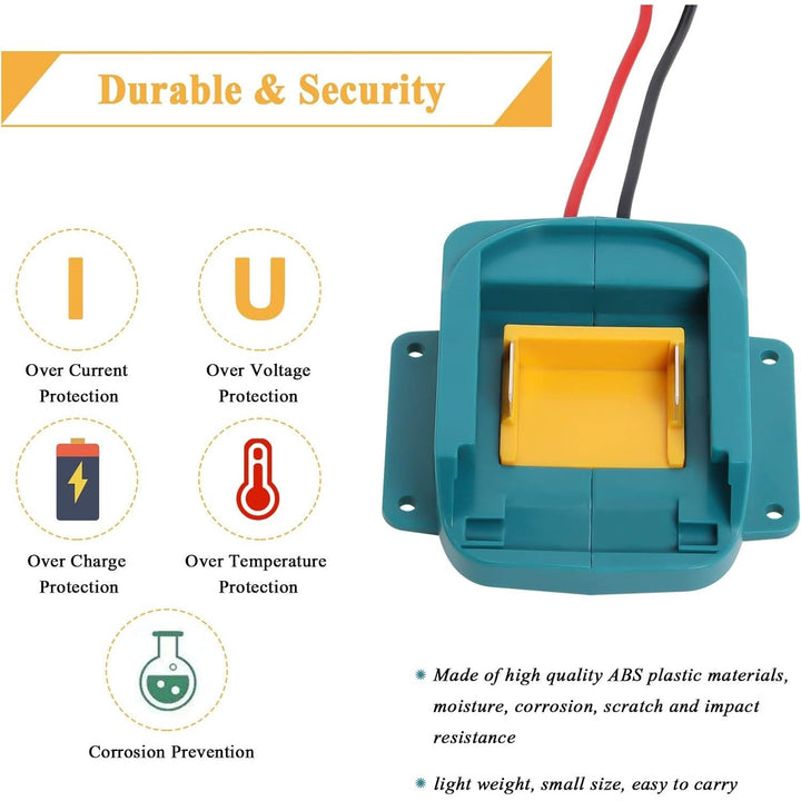 2 Pcs Battery Adapter Compatible with Makita Power Wheels Adapter 18V BL1850 BL1840 BL1830, Battery Power Converter with Fuse, Switch & 14 Gauge Wire for DIY RC Trucks Robotics Work Lights - Just Closeouts Canada Inc.
