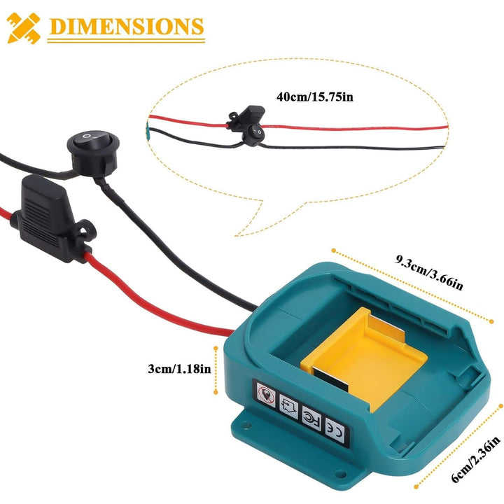 2 Pcs Battery Adapter Compatible with Makita Power Wheels Adapter 18V BL1850 BL1840 BL1830, Battery Power Converter with Fuse, Switch & 14 Gauge Wire for DIY RC Trucks Robotics Work Lights - Just Closeouts Canada Inc.