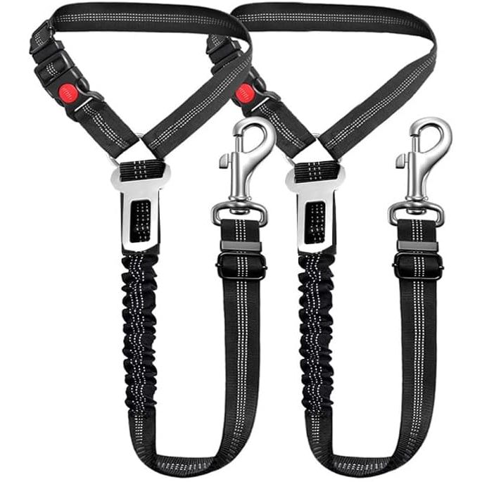 2 Pcs Dog Car Seat Belt, Pet Seatbelt Harness for Car, Headrest Restraint Adjustable Vehicle Dog Safety Leash, Elastic Bungee Buffer Reflective Strap, Heavy Duty Clip Buckle Tether for Medium Dog - Just Closeouts Canada Inc.