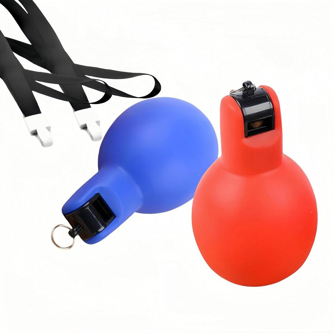 2 PCS Hand Squeeze Whistles, Lightweight Trainer Whistle, Loud Coaches Sports Whistle with Two Lanyards for Sports, Camping, Walking, Trekking, Survival Kit (Orange and Blue) - Just Closeouts Canada Inc.
