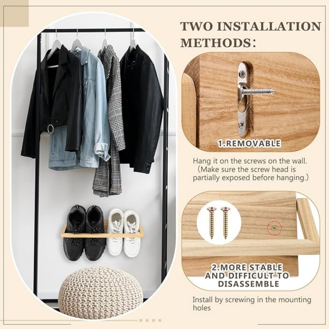 2 Pcs Wall Mounted Shoe Rack Wooden Shoe Rack Organizer Modern Compact Wall Shoe Holder for Entryway Hallway Narrow Spaces Rv Footwear Sneaker Slipper Boots Shoe Storage（15.7"） - Just Closeouts Canada Inc.