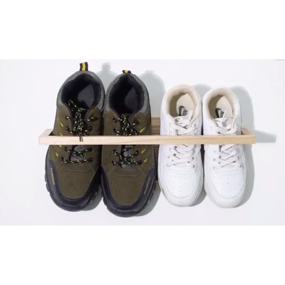 2 Pcs Wall Mounted Shoe Rack Wooden Shoe Rack Organizer Modern Compact Wall Shoe Holder for Entryway Hallway Narrow Spaces Rv Footwear Sneaker Slipper Boots Shoe Storage（15.7"） - Just Closeouts Canada Inc.