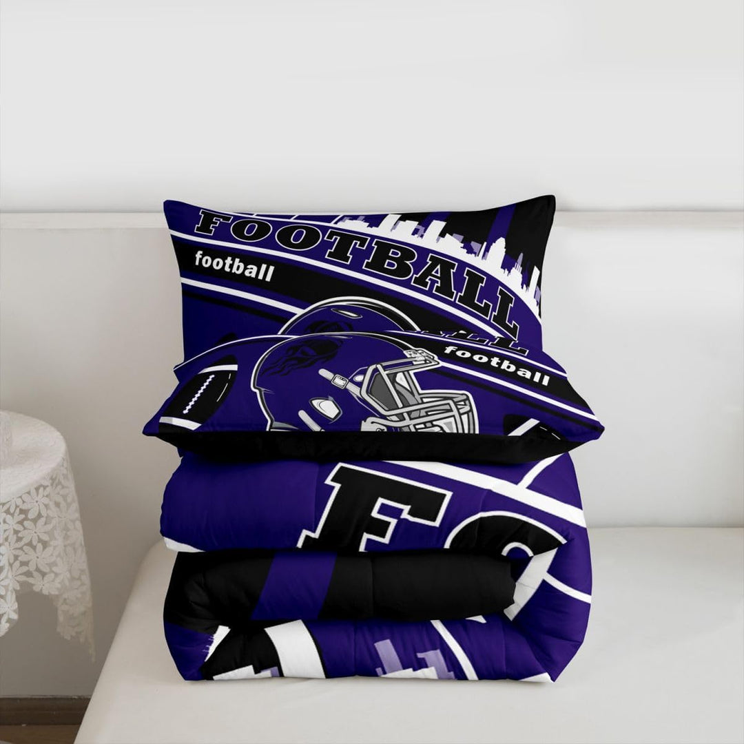 2-Piece Football Comforter Set - Purple & Black, Twin - Just Closeouts Canada Inc.X004NU8W95