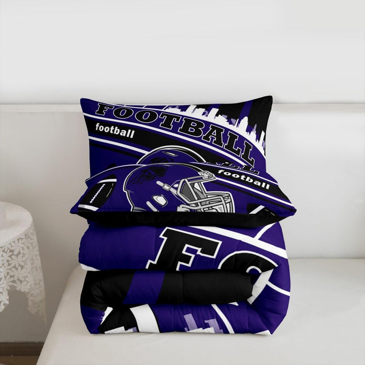 2-Piece Football Comforter Set - Purple & Black, Twin - Just Closeouts Canada Inc.X004NU8W95