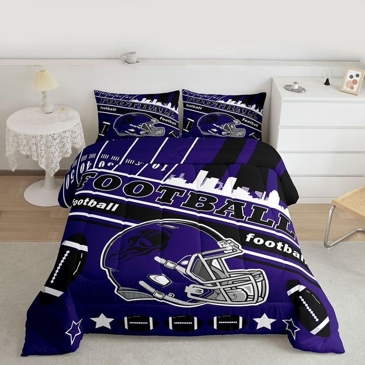 2-Piece Football Comforter Set - Purple & Black, Twin - Just Closeouts Canada Inc.X004NU8W95