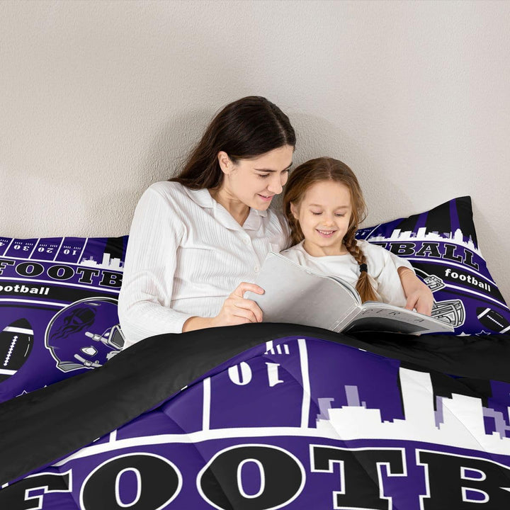 2-Piece Football Comforter Set - Purple & Black, Twin - Just Closeouts Canada Inc.X004NU8W95