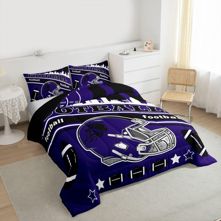 2-Piece Football Comforter Set - Purple & Black, Twin - Just Closeouts Canada Inc.X004NU8W95