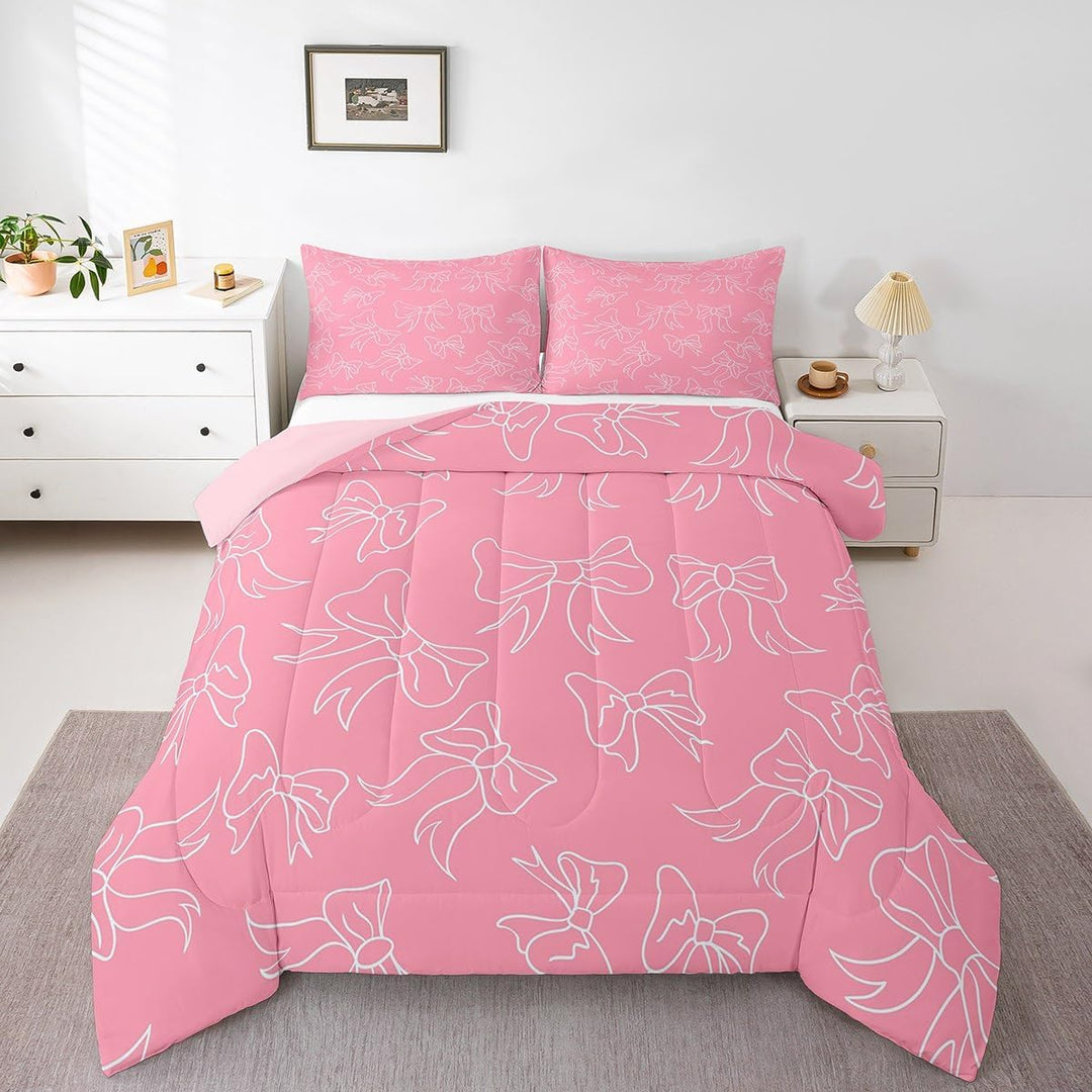 2-Piece Pink Bow Comforter Set - Twin - Just Closeouts Canada Inc.X004ON1D9R