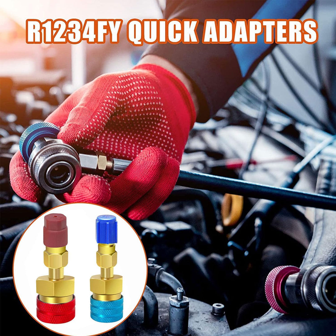 2-Piece R1234yf to R134a AC Quick Coupler Set, Red and Blue - Just Closeouts Canada Inc.