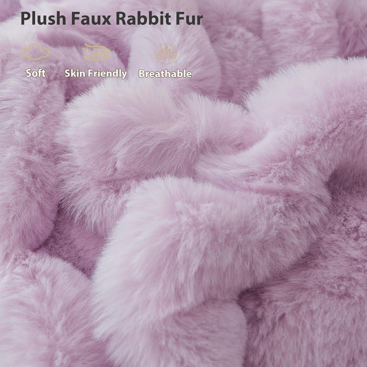 2 Pieces Fluffy Faux Rabbit Fur Pillow Cases, Luxury Soft Plush Shaggy Bubble Pillowcases Standard Size with Zipper, Furry Fuzzy Long Pillow Shams for Adult Girls Kids Teens 20x26, Lavender - Just Closeouts Canada Inc.