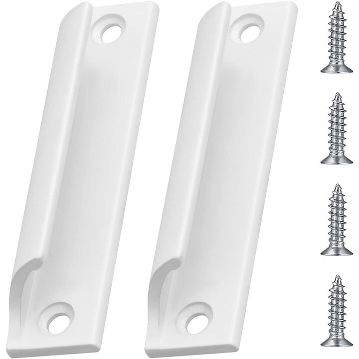 2 White Curved Aluminum Door Pull Handles, 9 cm - Just Closeouts Canada Inc.