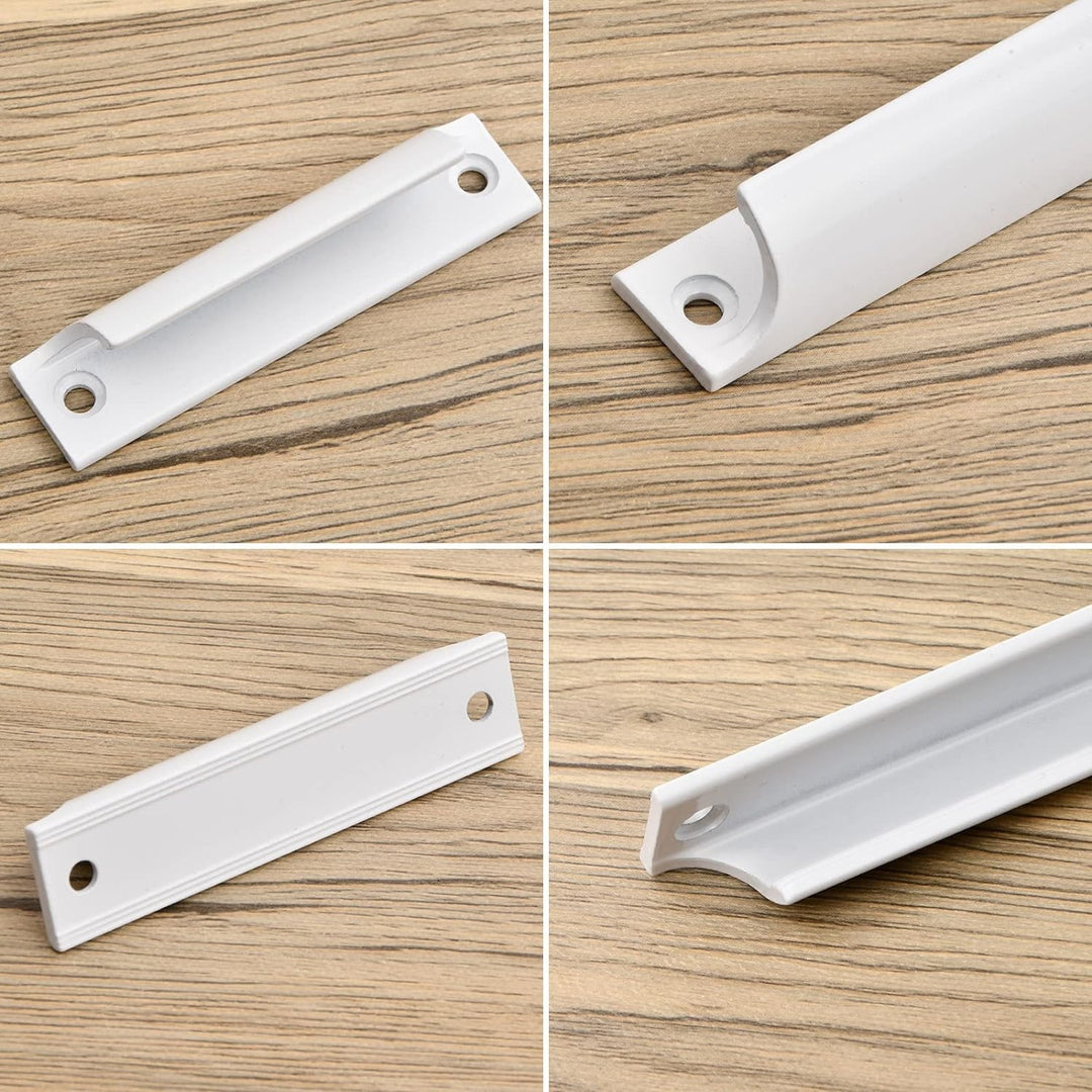 2 White Curved Aluminum Door Pull Handles, 9 cm - Just Closeouts Canada Inc.