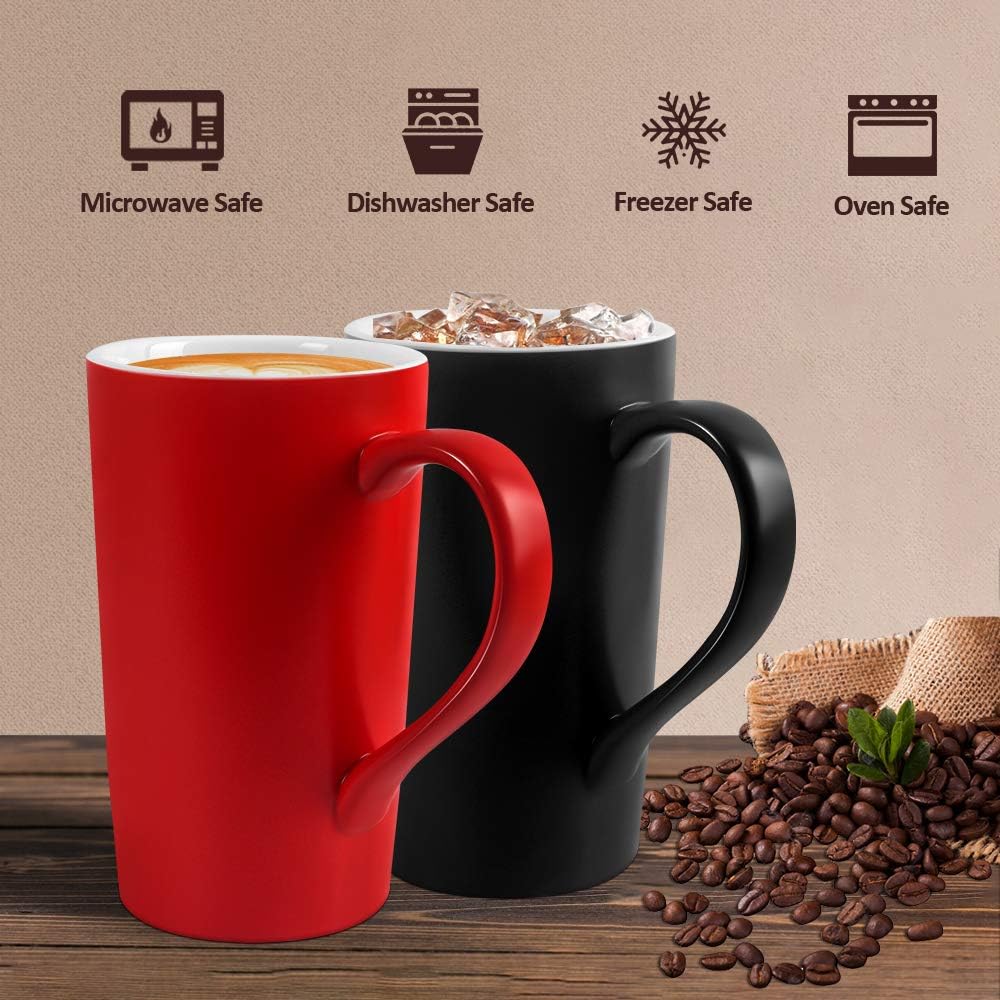 20 OZ Coffee Mug, Simple Large Tall Ceramic Cup, Harebe Smooth Ceramic Tea Cup for Office and Home, The Best Gift for Your Father, Husband and Friends, Big Capacity with Handle, Black - Just Closeouts Canada Inc.X002VPF01R