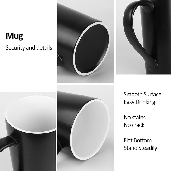 20 OZ Coffee Mug, Simple Large Tall Ceramic Cup, Harebe Smooth Ceramic Tea Cup for Office and Home, The Best Gift for Your Father, Husband and Friends, Big Capacity with Handle, Black - Just Closeouts Canada Inc.X002VPF01R