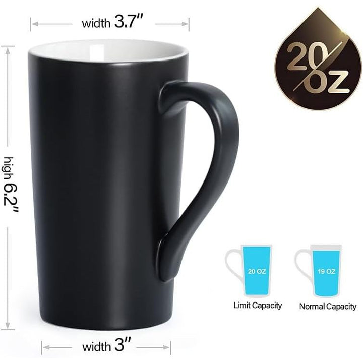 20 OZ Coffee Mug, Simple Large Tall Ceramic Cup, Harebe Smooth Ceramic Tea Cup for Office and Home, The Best Gift for Your Father, Husband and Friends, Big Capacity with Handle, Black - Just Closeouts Canada Inc.X002VPF01R