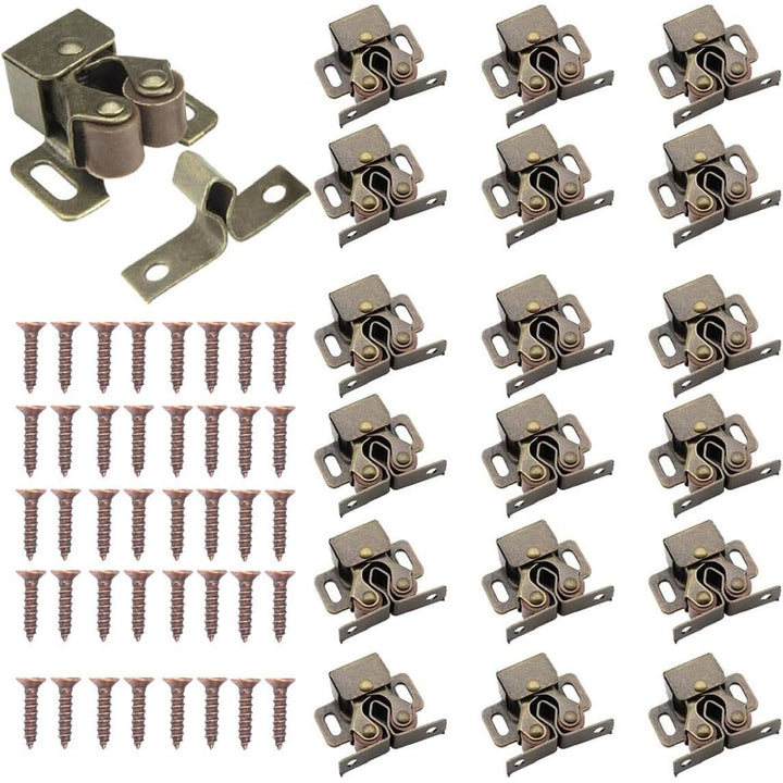 20 Pack Double Roller Catch Cabinet Latches with Spear Strike for Cupboard Closet Door,Bronze Tone Cabinet Latches and Catches - Just Closeouts Canada Inc.