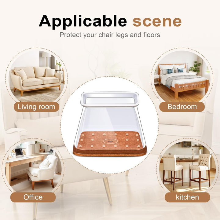 20-Piece Clear Rectangular Chair Leg Protectors, Large - Just Closeouts Canada Inc.X004P6UGS7