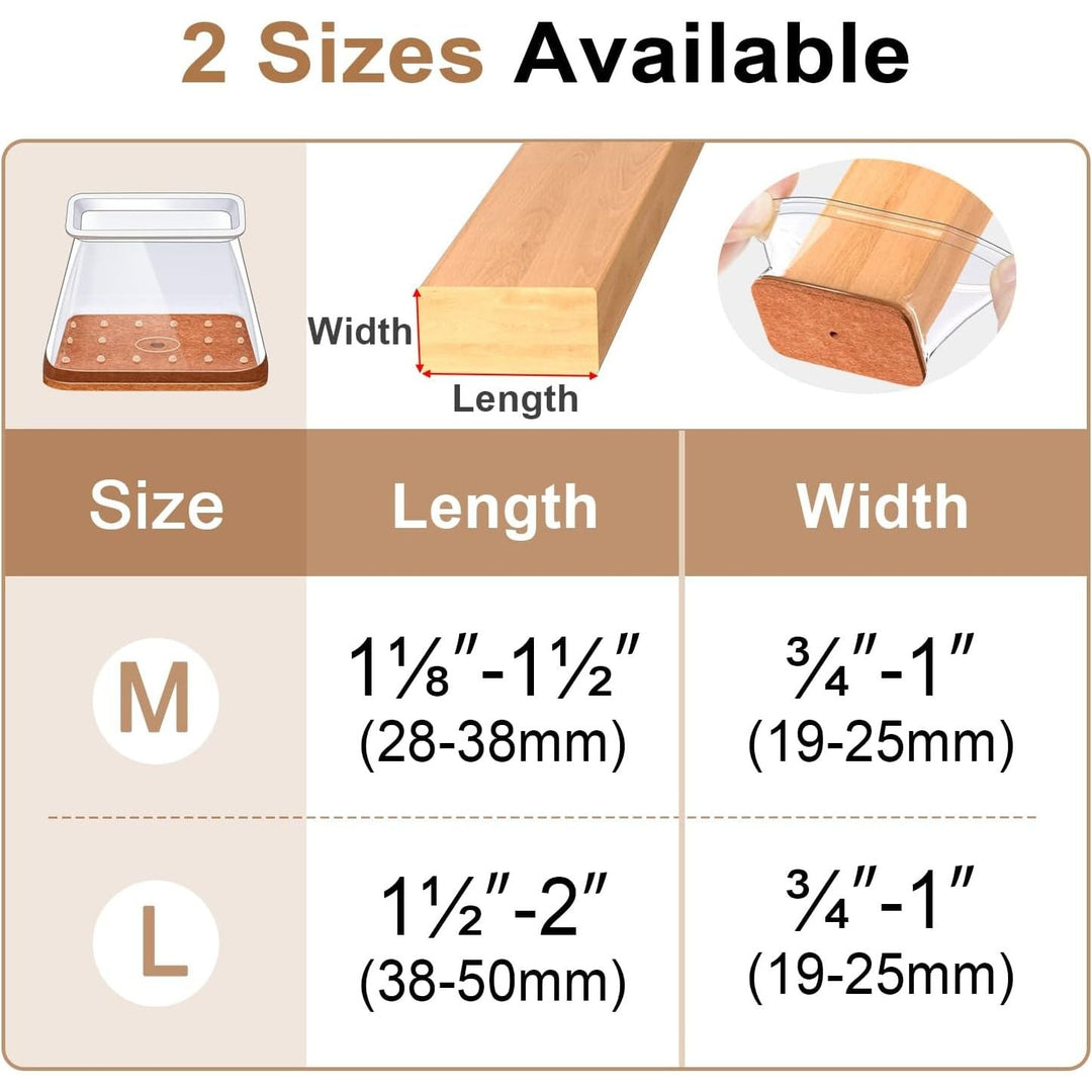 20-Piece Clear Rectangular Chair Leg Protectors, Large - Just Closeouts Canada Inc.X004P6UGS7