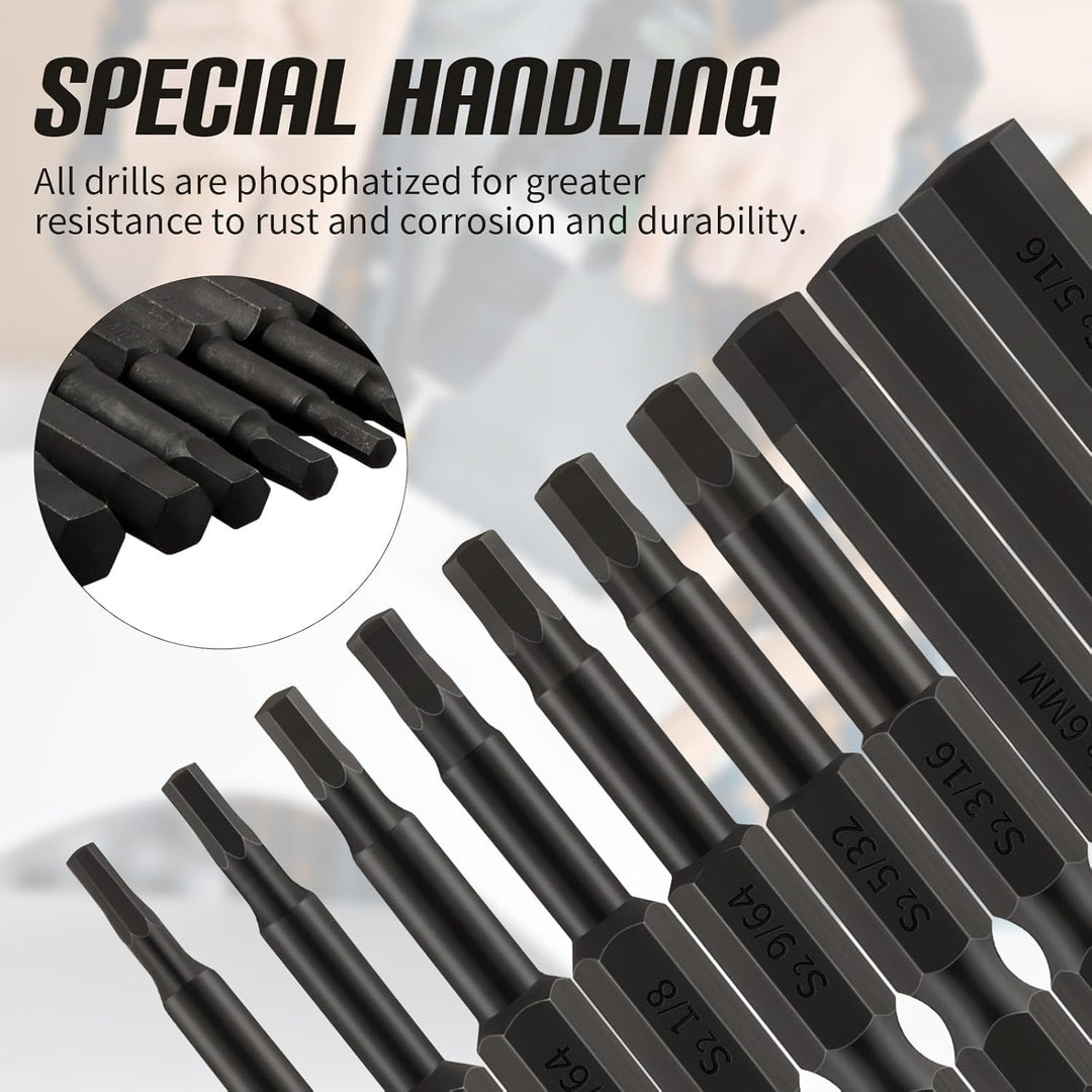 20 Piece Hex Head Allen Wrench Drill Bit Set (10pc SAE & 10pc Metric),Made from Premium S2 Steel Hex Bits 2.3inch Long Screwdriver Bit Set with for Drill bit Tools - Just Closeouts Canada Inc.