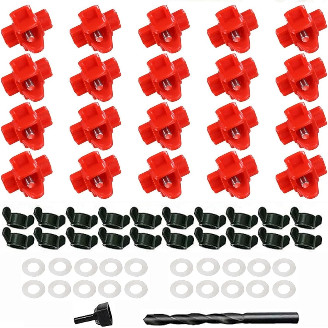 20 Sets Chicken Waterer Drinker Feeders Nipples with Install Tools, Red Horizontal Side Mount Anti-Leak Automatic Water System for Poultry with Rubber Seal and Wing Nuts - Just Closeouts Canada Inc.X004DVK0AX