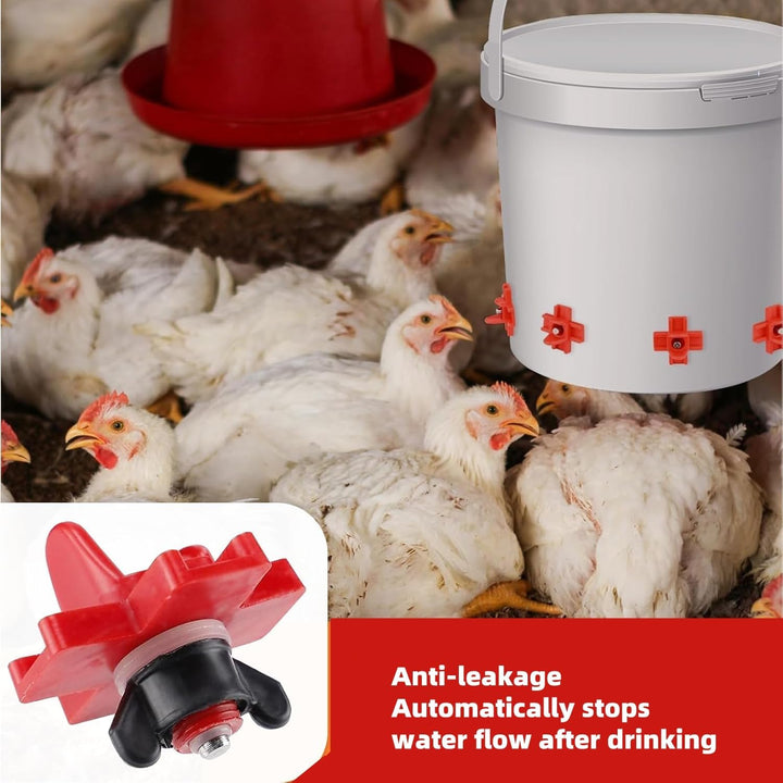 20 Sets Chicken Waterer Drinker Feeders Nipples with Install Tools, Red Horizontal Side Mount Anti-Leak Automatic Water System for Poultry with Rubber Seal and Wing Nuts - Just Closeouts Canada Inc.X004DVK0AX