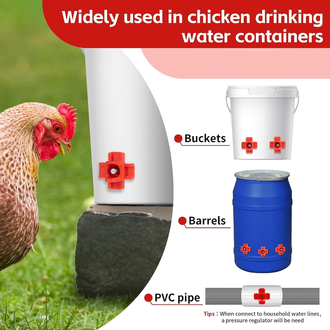 20 Sets Chicken Waterer Drinker Feeders Nipples with Install Tools, Red Horizontal Side Mount Anti-Leak Automatic Water System for Poultry with Rubber Seal and Wing Nuts - Just Closeouts Canada Inc.X004DVK0AX