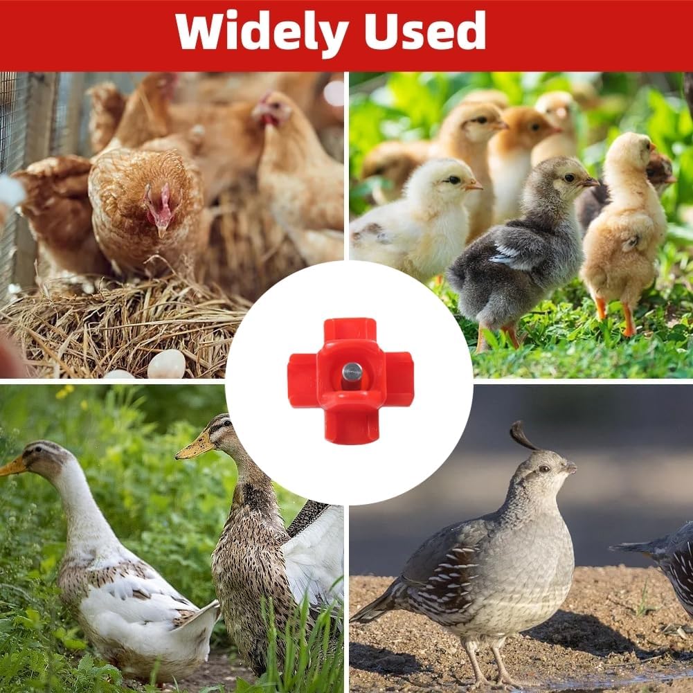 20 Sets Chicken Waterer Drinker Feeders Nipples with Install Tools, Red Horizontal Side Mount Anti-Leak Automatic Water System for Poultry with Rubber Seal and Wing Nuts - Just Closeouts Canada Inc.X004DVK0AX