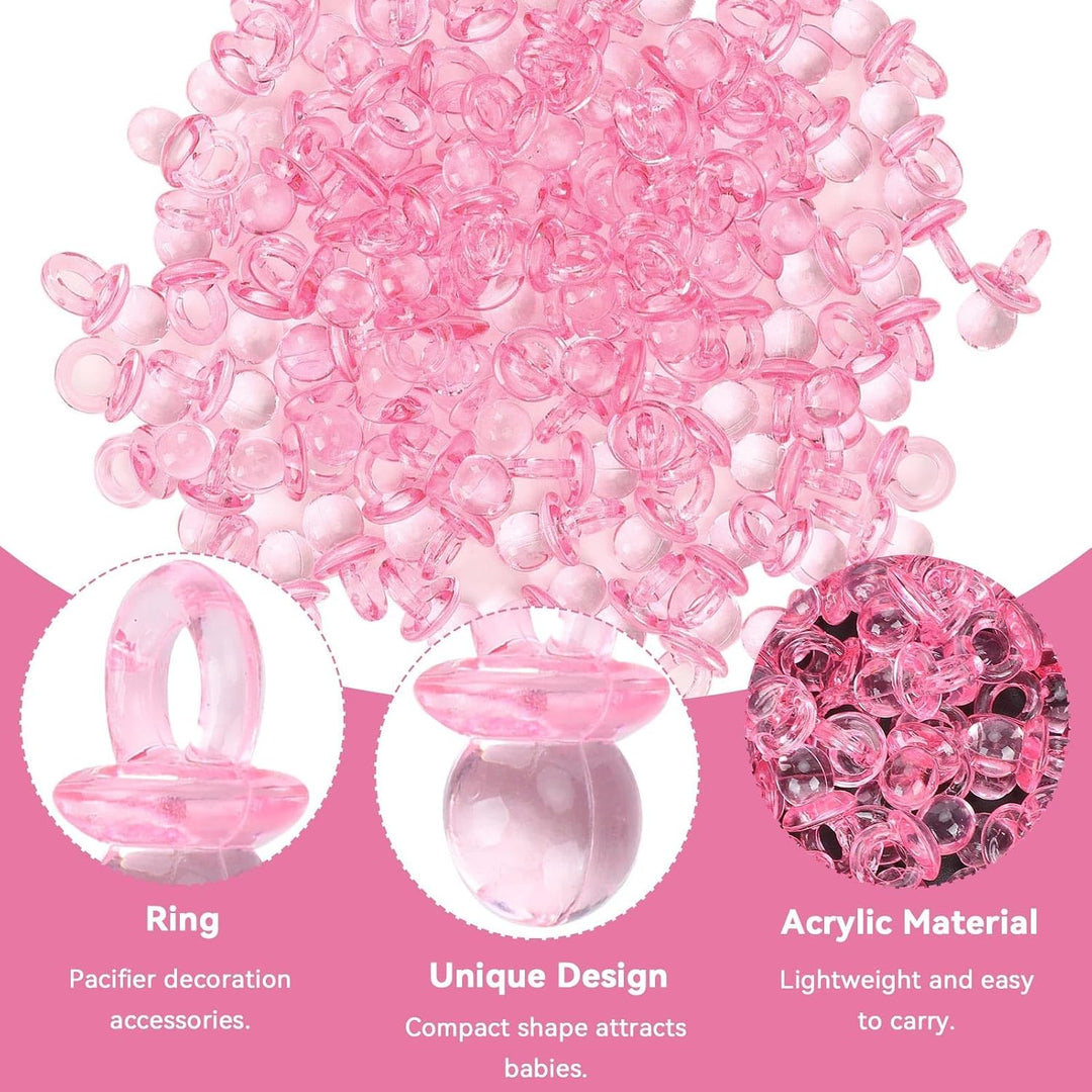 200 Pink Mini Acrylic Pacifier Charms for Baby Shower Games - Just Closeouts Canada Inc.X0038X3HPH