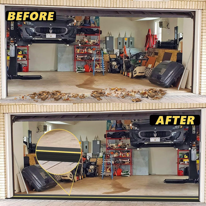 20FT Garage Door Bottom Threshold Seal Strip with 300ml Black Adhesives/Sealants, Universal Rubber DIY Bottom Floor Threshold Seal, Weatherproofing Weather Stripping Replacement (Black) - Just Closeouts Canada Inc.