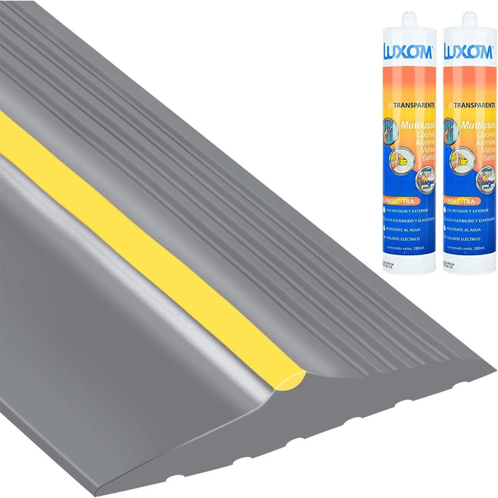 20FT Garage Door Bottom Threshold Seal Strip with 300ml Black Adhesives/Sealants, Universal Rubber DIY Bottom Floor Threshold Seal, Weatherproofing Weather Stripping Replacement (6.1M, Grey) - Just Closeouts Canada Inc.