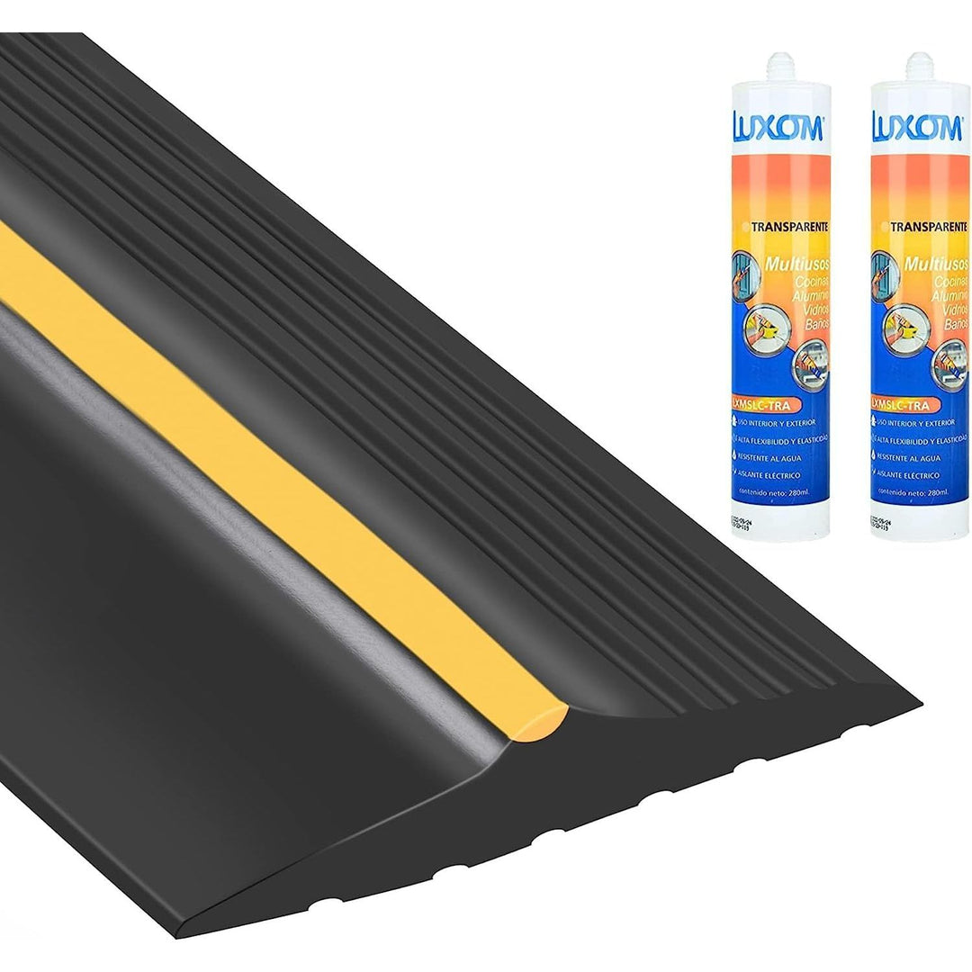20FT Garage Door Bottom Threshold Seal Strip with 300ml Black Adhesives/Sealants, Universal Rubber DIY Bottom Floor Threshold Seal, Weatherproofing Weather Stripping Replacement (Black) - Just Closeouts Canada Inc.