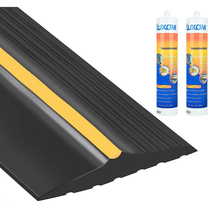 20FT Garage Door Bottom Threshold Seal Strip with 300ml Black Adhesives/Sealants, Universal Rubber DIY Bottom Floor Threshold Seal, Weatherproofing Weather Stripping Replacement (Black) - Just Closeouts Canada Inc.