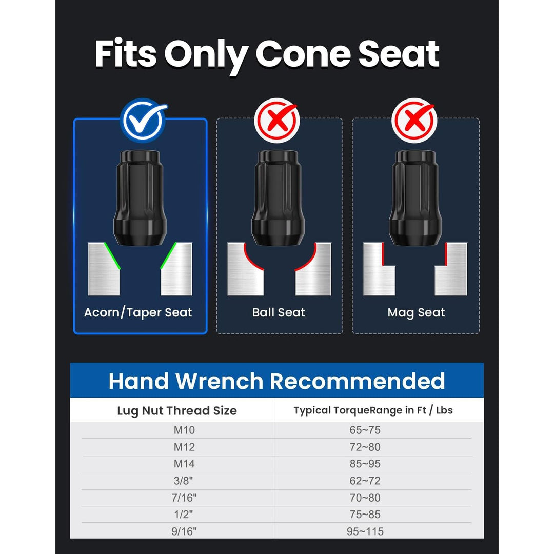 20pcs Black 12x1.5 Lug Nuts, Closed End Acorn Spline Tuner Lug Nuts 1.38" Tall Conical/Cone Seat for Aftermarket Wheels, Pack of 20+1 Socket Key - Just Closeouts Canada Inc.B08KXW3PG7