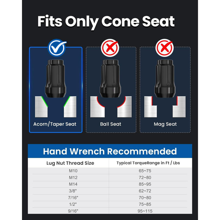 20pcs Black 12x1.5 Lug Nuts, Closed End Acorn Spline Tuner Lug Nuts 1.38" Tall Conical/Cone Seat for Aftermarket Wheels, Pack of 20+1 Socket Key - Just Closeouts Canada Inc.B08KXW3PG7